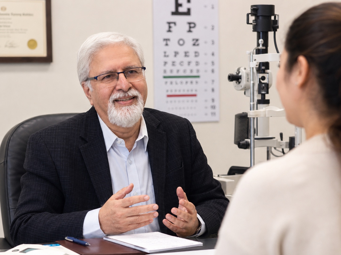 Dr. Aamir Pasha Siddiqui in consultation with a patient